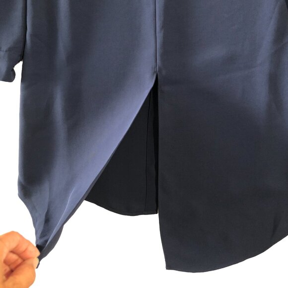 Chico's Black Label Womens Size 00 Navy Oversized Long Tunic Blouse Jacket - Picture 11 of 12